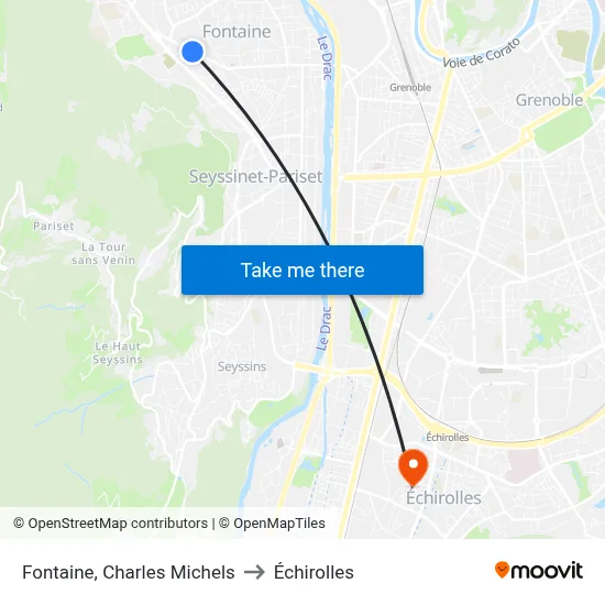 Fontaine, Charles Michels to Échirolles map