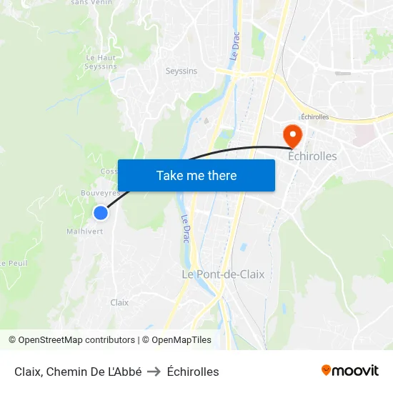 Claix, Chemin De L'Abbé to Échirolles map