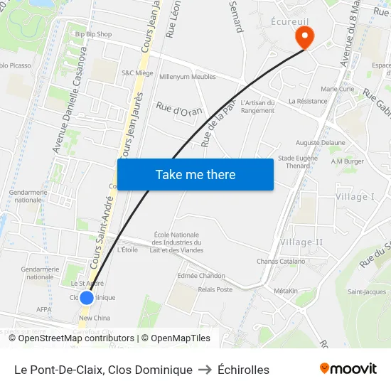 Le Pont-De-Claix, Clos Dominique to Échirolles map