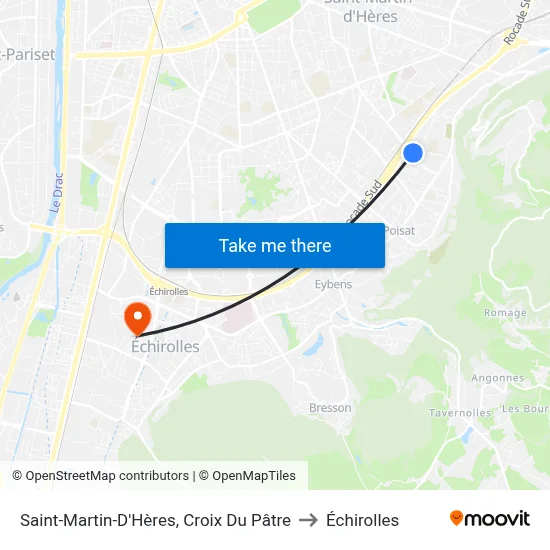 Saint-Martin-D'Hères, Croix Du Pâtre to Échirolles map