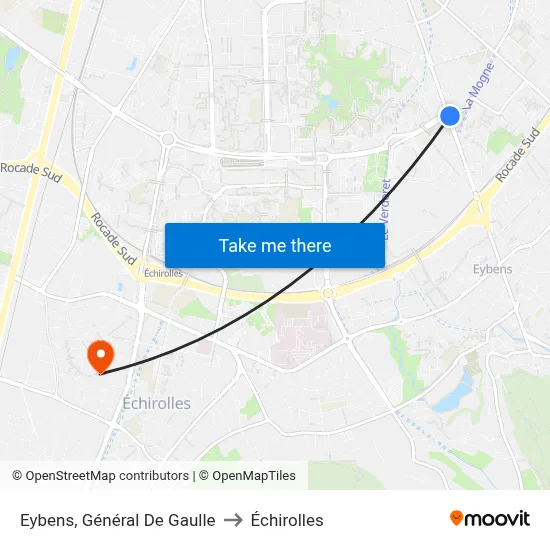 Eybens, Général De Gaulle to Échirolles map