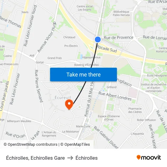 Échirolles, Echirolles Gare to Échirolles map