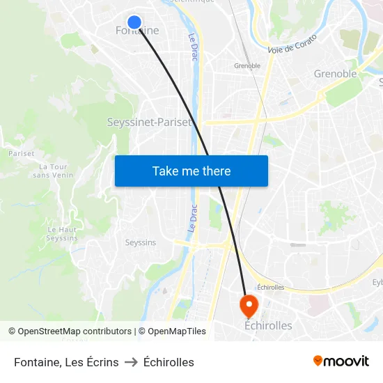 Fontaine, Les Écrins to Échirolles map