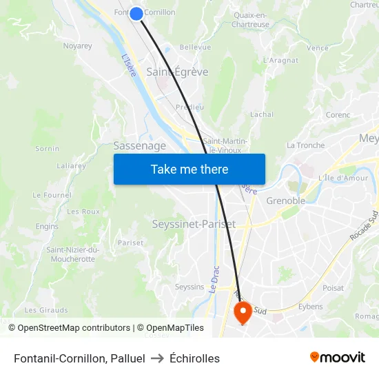 Fontanil-Cornillon, Palluel to Échirolles map