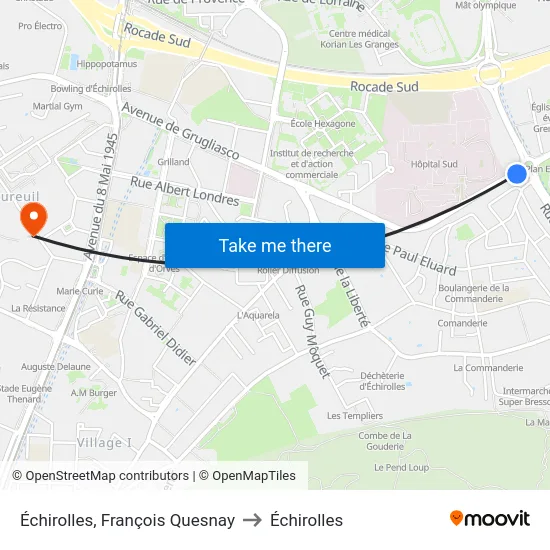 Échirolles, François Quesnay to Échirolles map