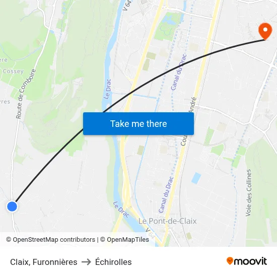 Claix, Furonnières to Échirolles map