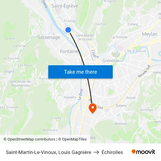 Saint-Martin-Le-Vinoux, Louis Gagnière to Échirolles map