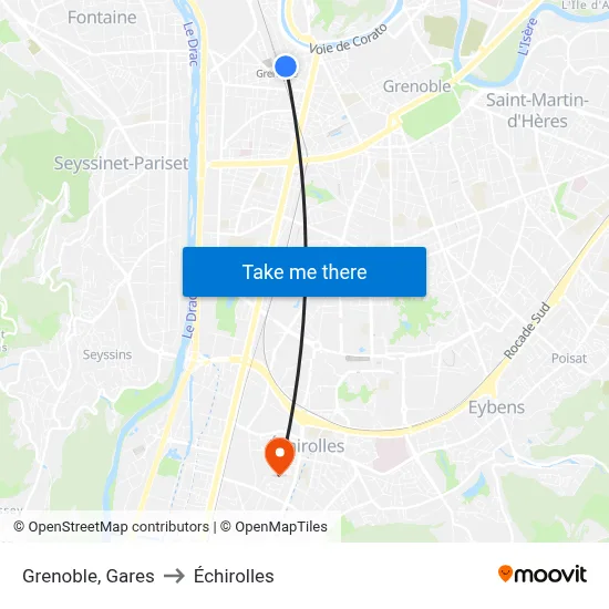 Grenoble, Gares to Échirolles map