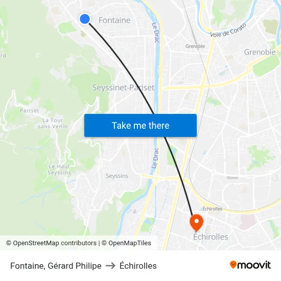 Fontaine, Gérard Philipe to Échirolles map
