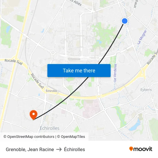 Grenoble, Jean Racine to Échirolles map