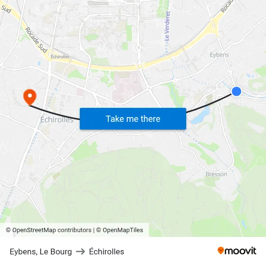 Eybens, Le Bourg to Échirolles map