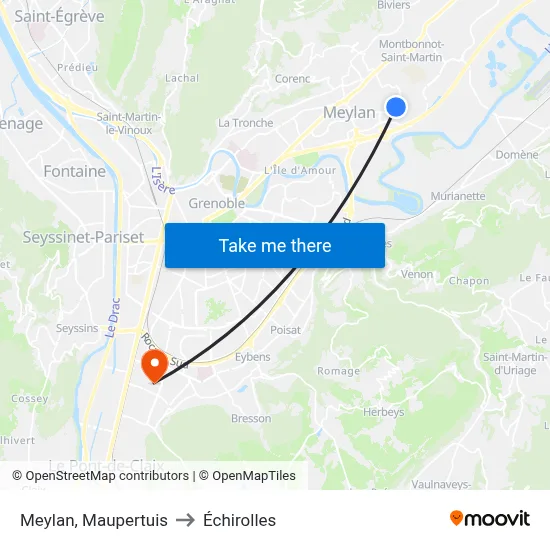 Meylan, Maupertuis to Échirolles map