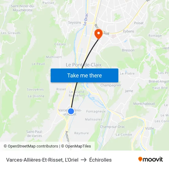 Varces-Allières-Et-Risset, L'Oriel to Échirolles map