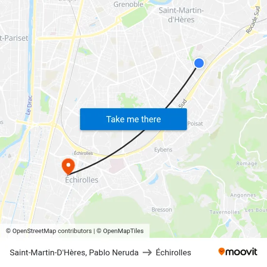 Saint-Martin-D'Hères, Pablo Neruda to Échirolles map