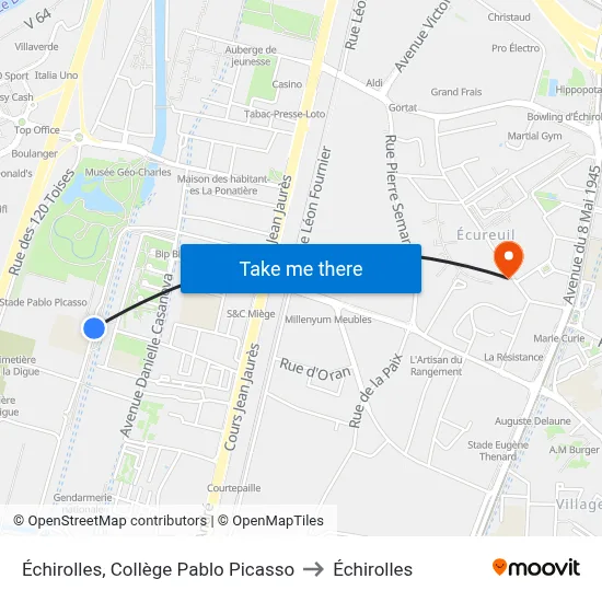 Échirolles, Collège Pablo Picasso to Échirolles map
