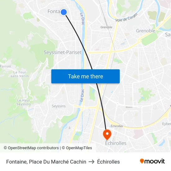 Fontaine, Place Du Marché Cachin to Échirolles map