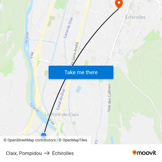 Claix, Pompidou to Échirolles map
