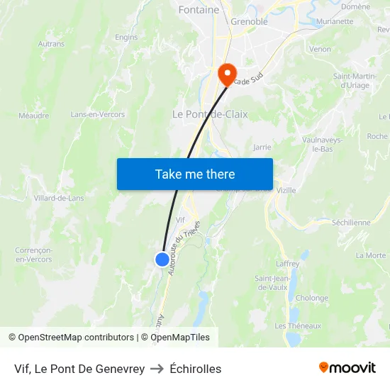 Vif, Le Pont De Genevrey to Échirolles map