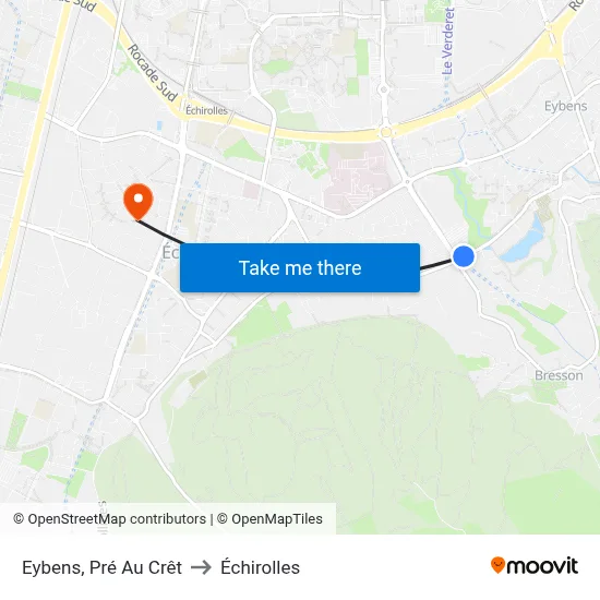 Eybens, Pré Au Crêt to Échirolles map