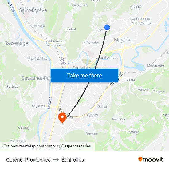 Corenc, Providence to Échirolles map