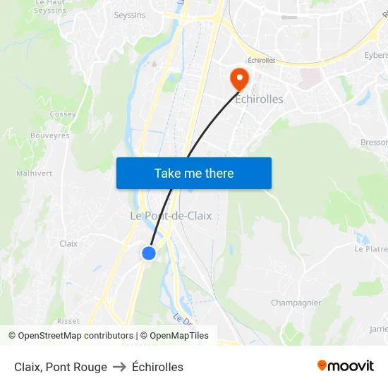 Claix, Pont Rouge to Échirolles map
