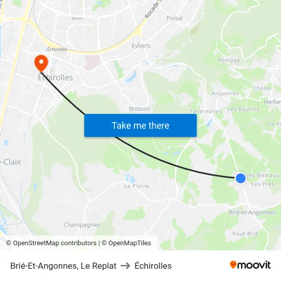 Brié-Et-Angonnes, Le Replat to Échirolles map