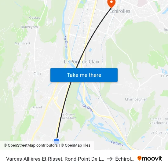 Varces-Allières-Et-Risset, Rond-Point De L'Europe to Échirolles map