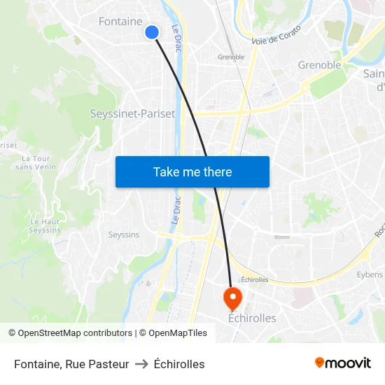 Fontaine, Rue Pasteur to Échirolles map