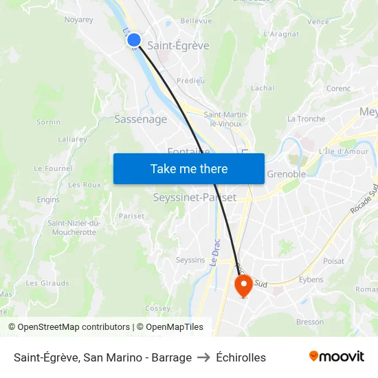 Saint-Égrève, San Marino - Barrage to Échirolles map