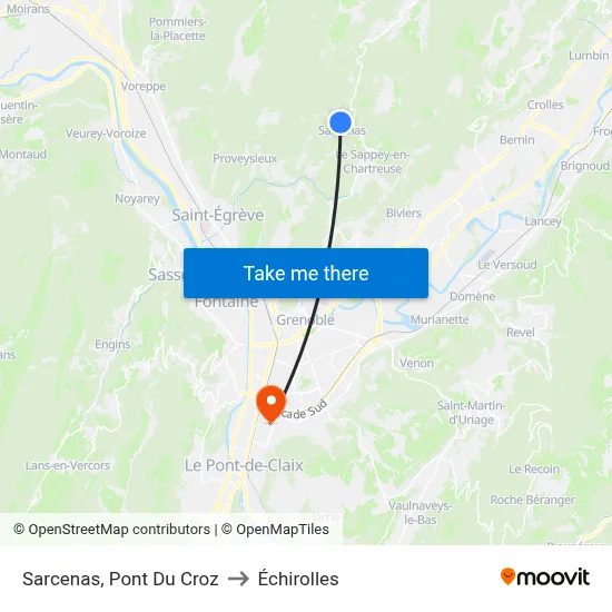 Sarcenas, Pont Du Croz to Échirolles map