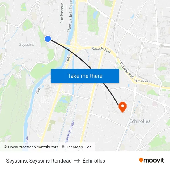 Seyssins, Seyssins Rondeau to Échirolles map