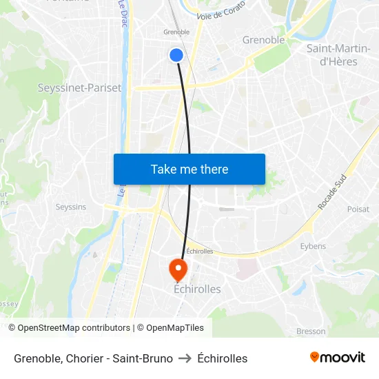 Grenoble, Chorier - Saint-Bruno to Échirolles map