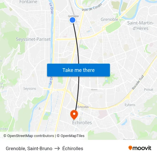 Grenoble, Saint-Bruno to Échirolles map