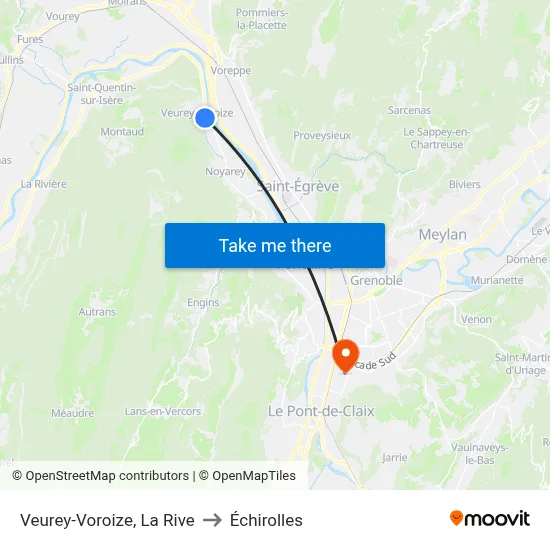 Veurey-Voroize, La Rive to Échirolles map