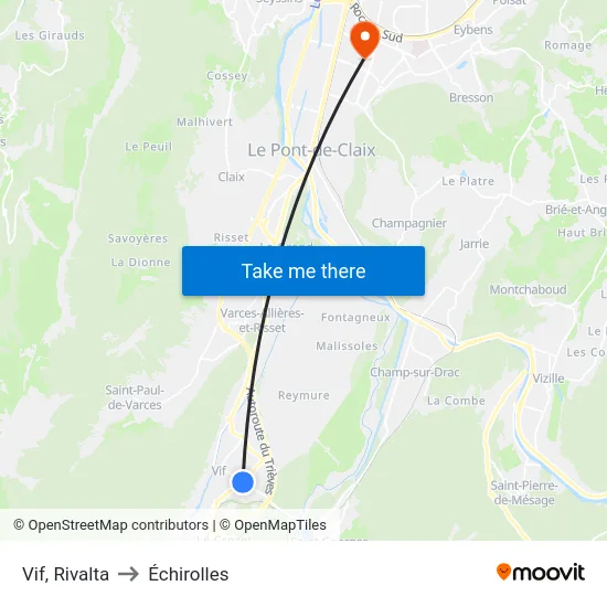 Vif, Rivalta to Échirolles map