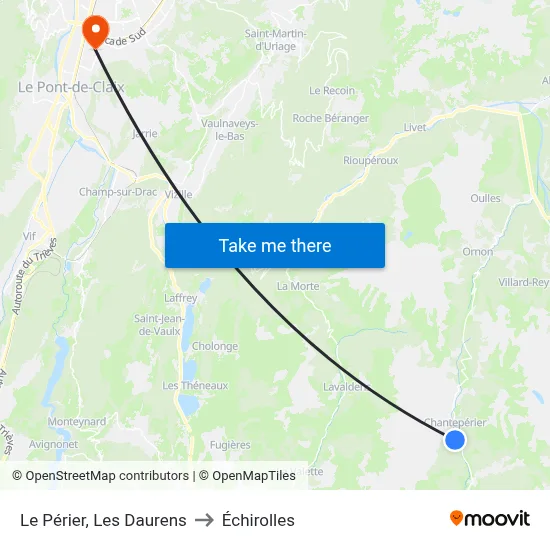 Le Périer, Les Daurens to Échirolles map