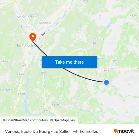 Vénosc, Ecole Du Bourg - Le Sellier to Échirolles map