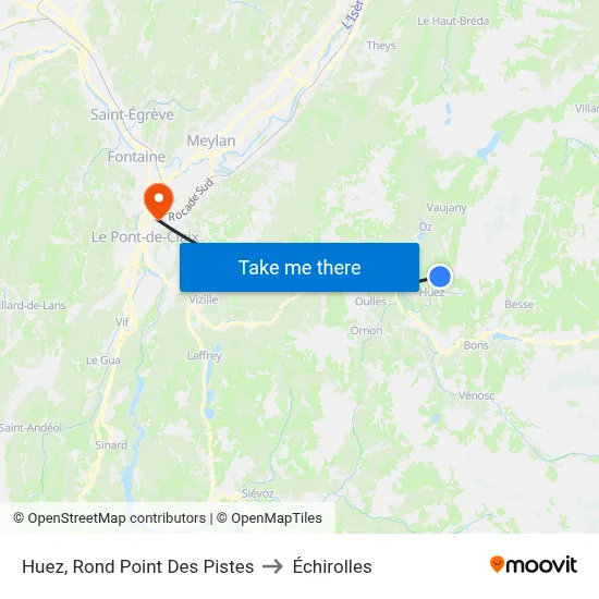 Huez, Rond Point Des Pistes to Échirolles map