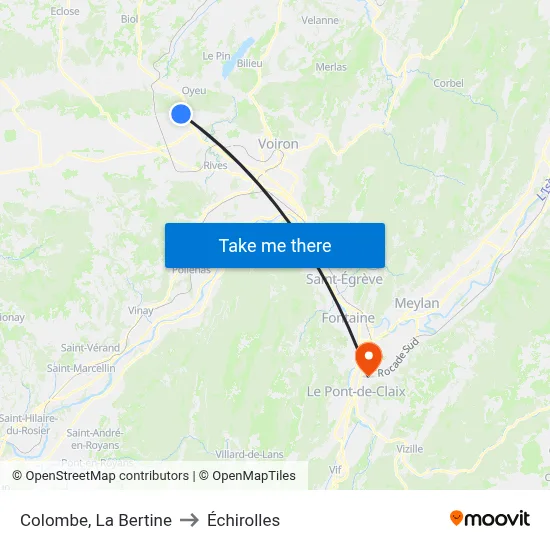 Colombe, La Bertine to Échirolles map