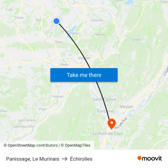 Panissage, Le Murinais to Échirolles map