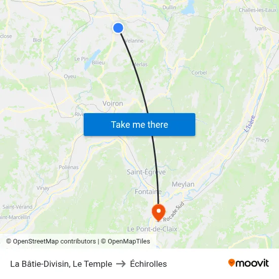 La Bâtie-Divisin, Le Temple to Échirolles map