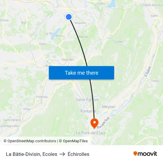 La Bâtie-Divisin, Ecoles to Échirolles map