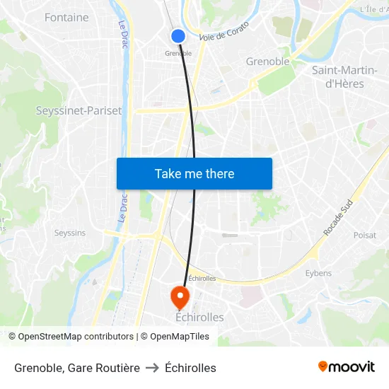 Grenoble, Gare Routière to Échirolles map