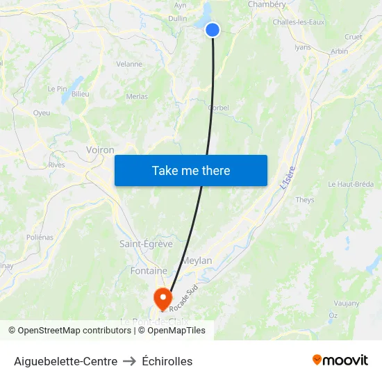 Aiguebelette-Centre to Échirolles map