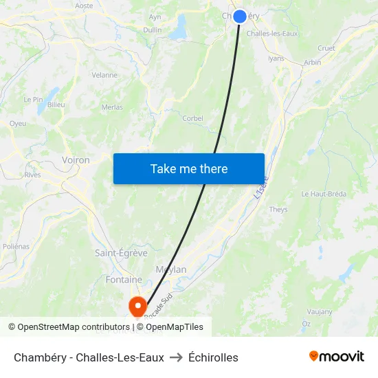 Chambéry - Challes-Les-Eaux to Échirolles map