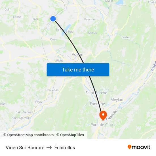 Virieu Sur Bourbre to Échirolles map