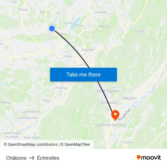 Châbons to Échirolles map
