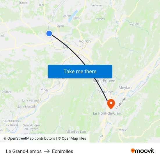 Le Grand-Lemps to Échirolles map