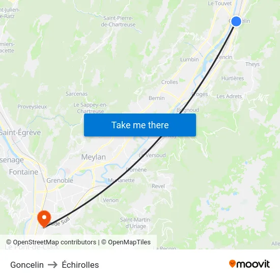 Goncelin to Échirolles map
