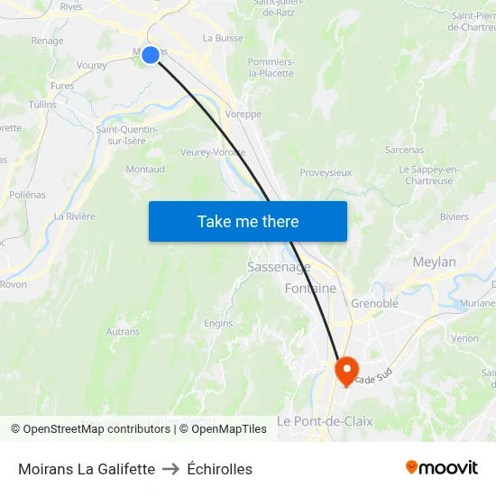 Moirans La Galifette to Échirolles map